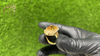 Royal Amber Crystal Halo Ring in Gold Finish