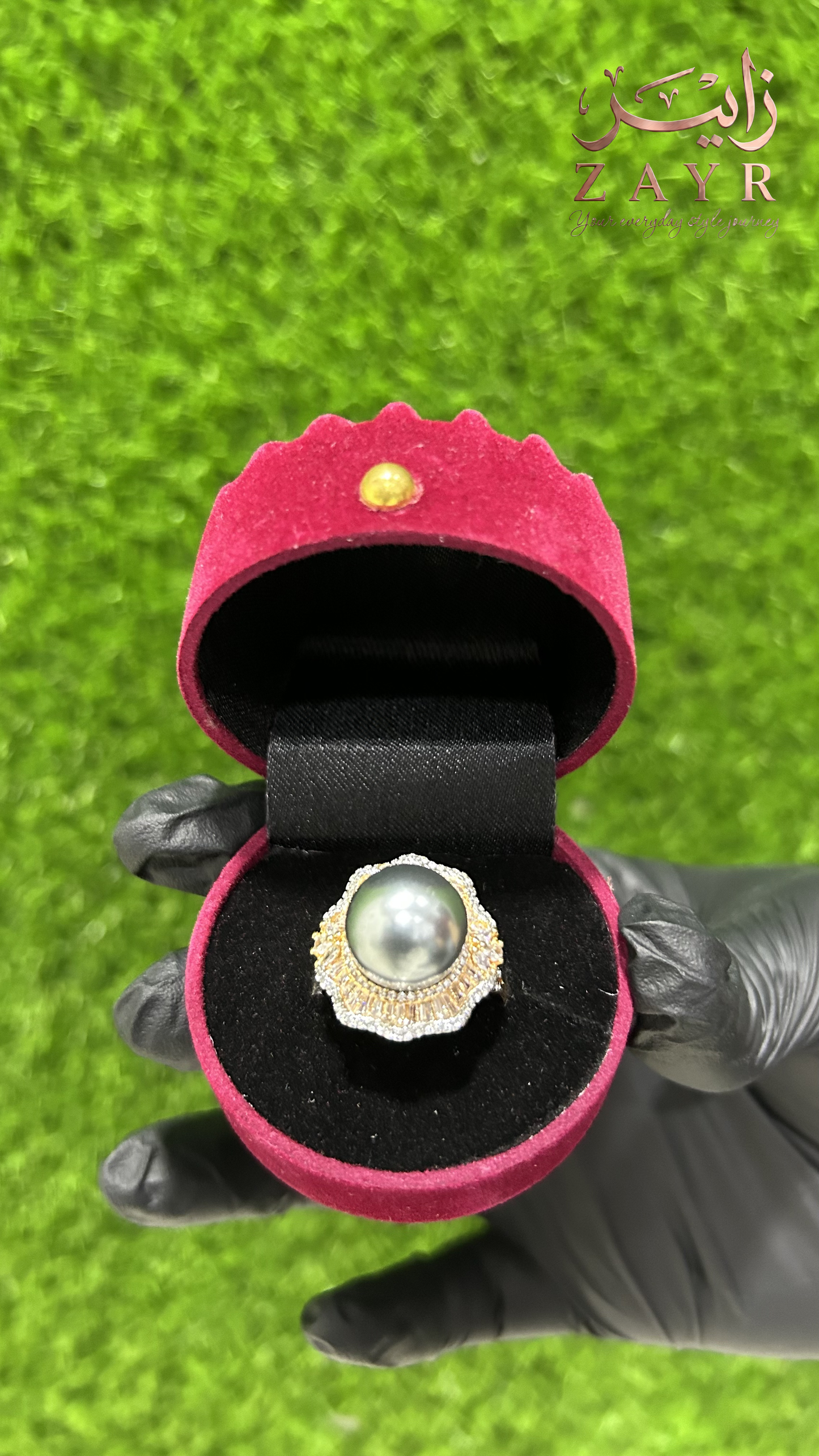 Zayr Silver-Mist Pearl Cocktail Ring for Women