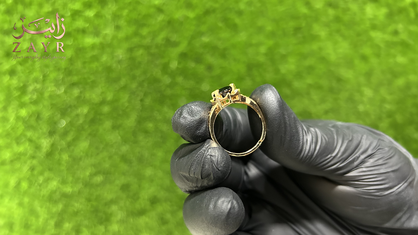 The ZAYR Onyx Hexagon Solitaire Ring
