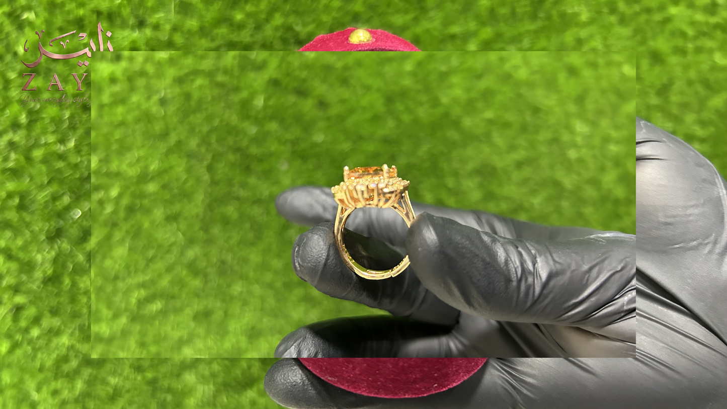 The ZAYR Citrine Majesty Halo Ring