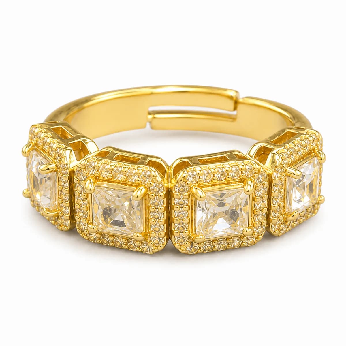 Camille Square Halo Link Ring 3