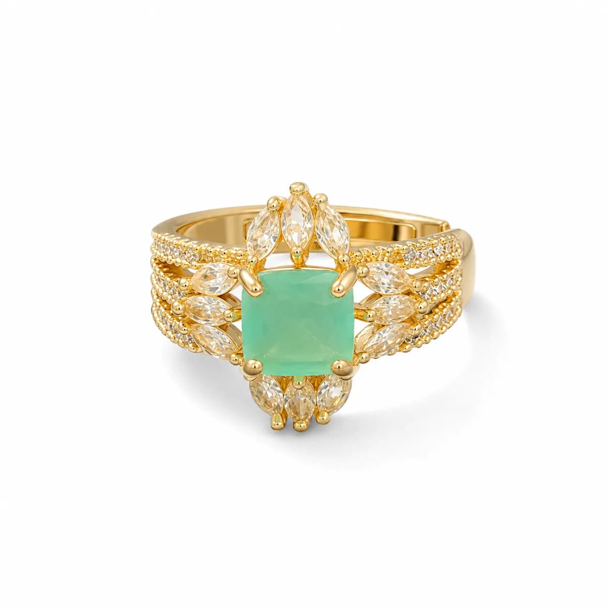 Freya Mint Cushion Cluster Ring