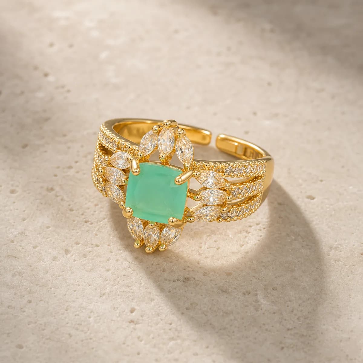 Freya Mint Cushion Cluster Ring