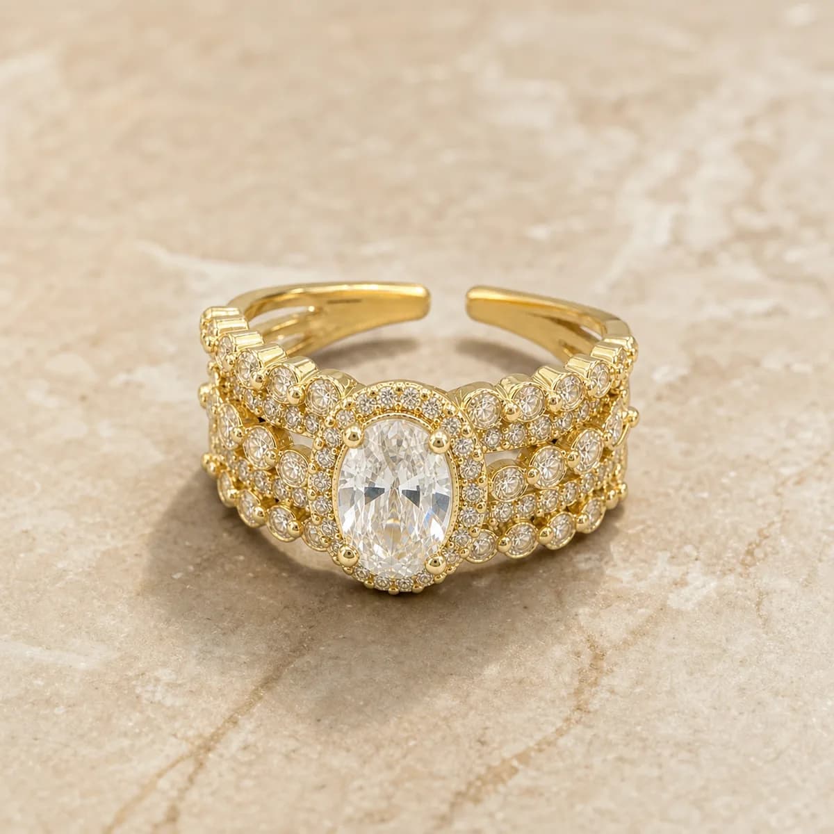 Isla Clear Oval Cluster Ring