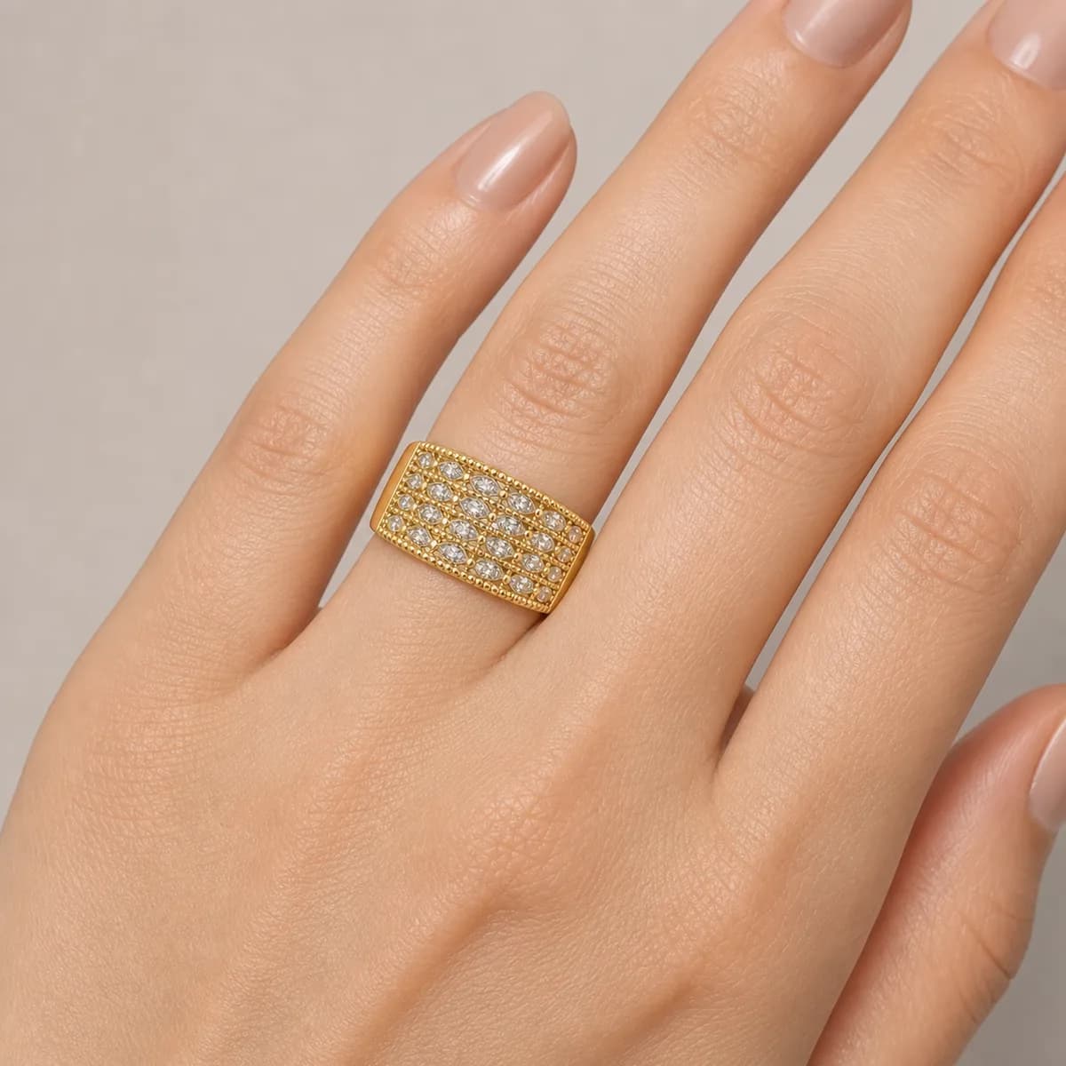 Marisol Lattice Pave Wide Band Ring