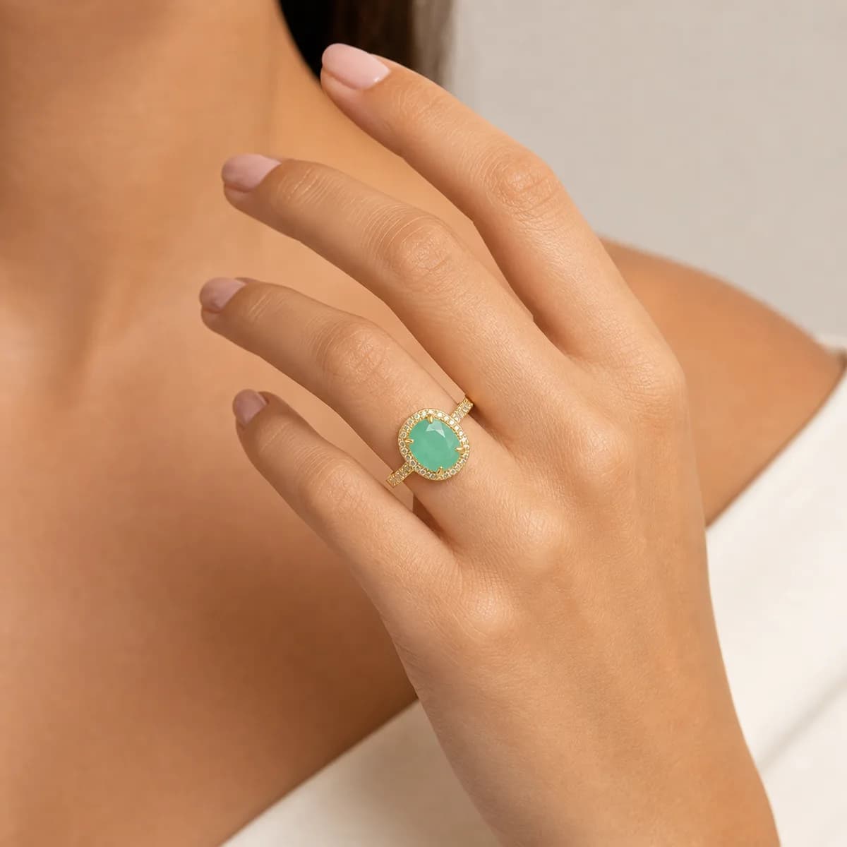 Noor Oval Halo Split-Shank Ring, photo 4 of 4