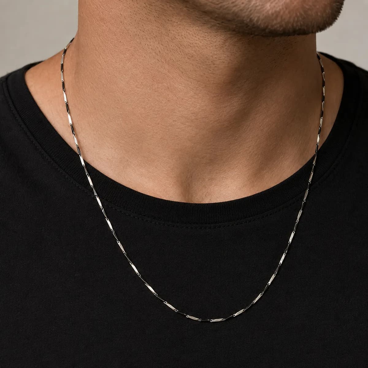 Prism Silver Diamond-Cut Bar-Link Chain