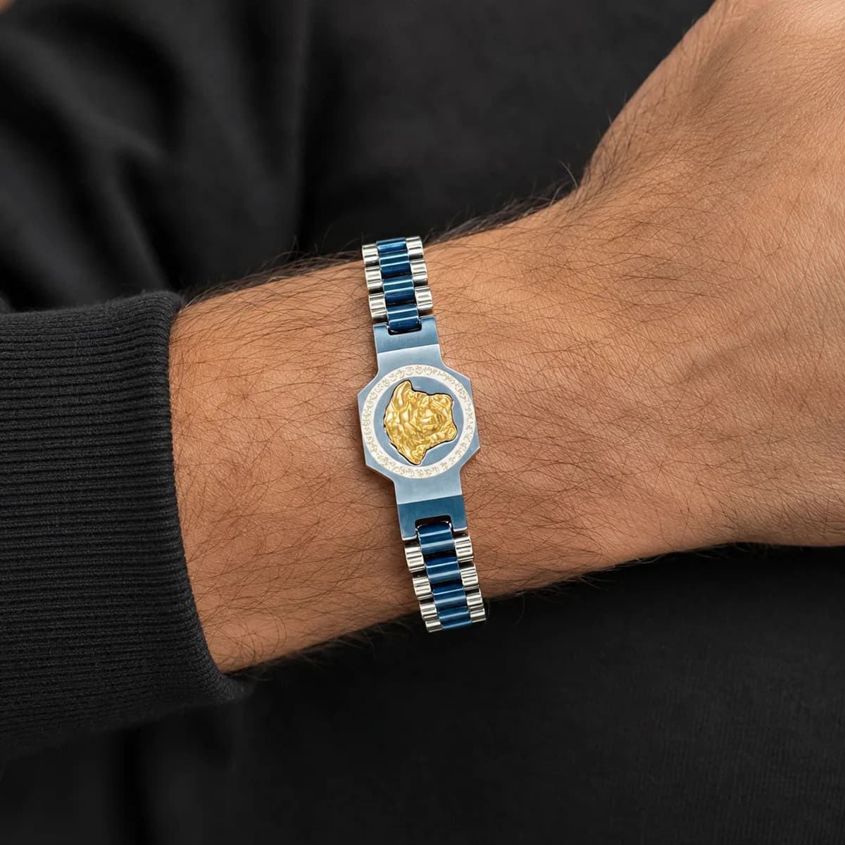 Regal Medallion Bracelet — Silver & Sky
