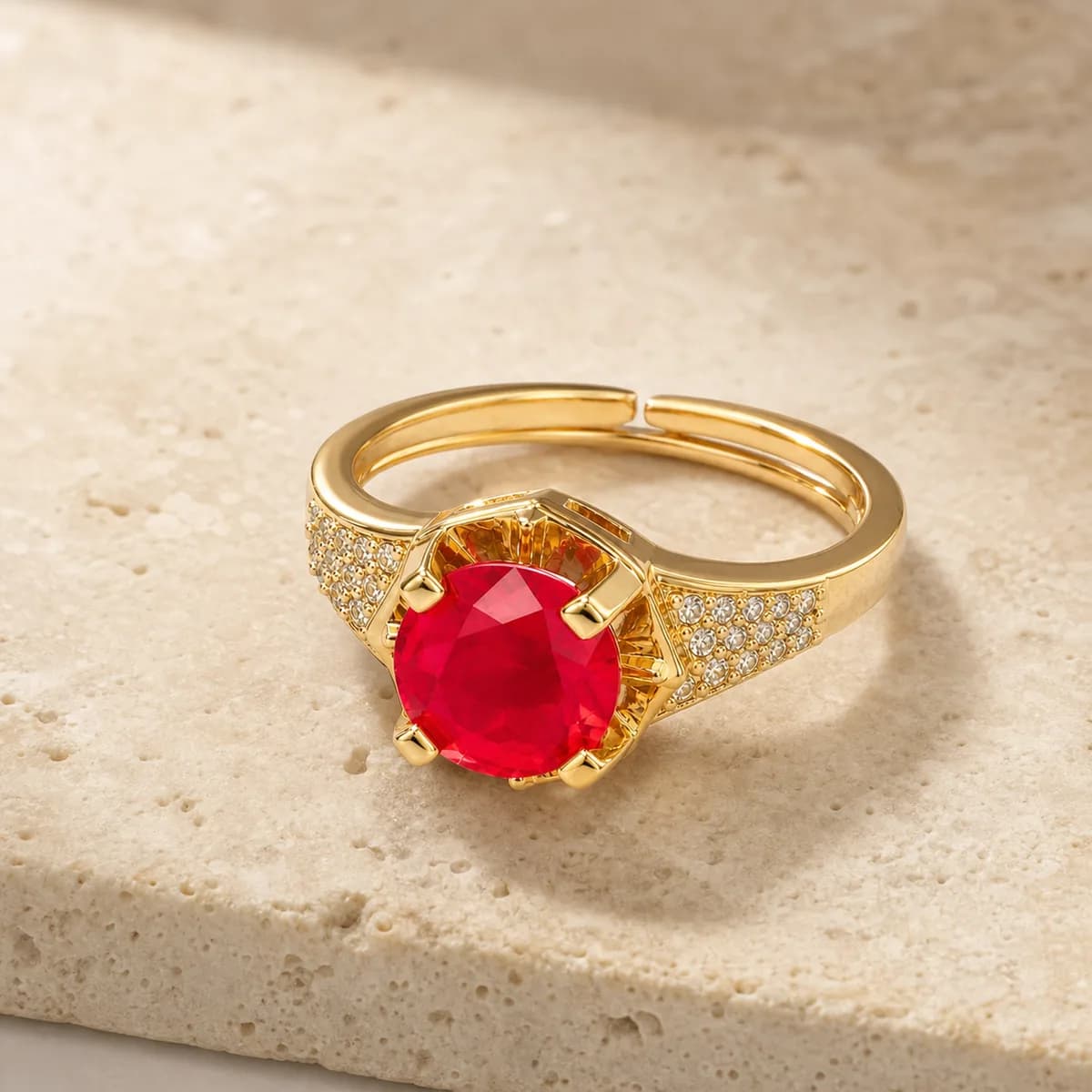 Valentina Red Solitaire Ring