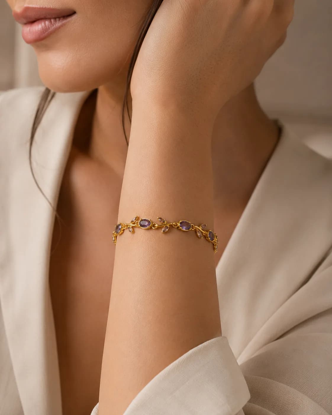 Amethyst Bloom Vine Bracelet