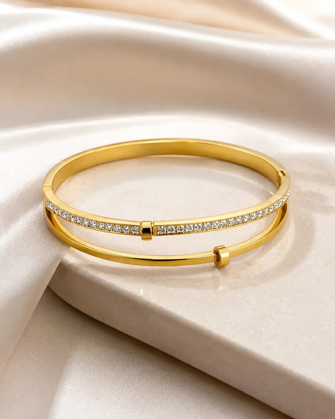 Lustre Pave Double-Band Bangle