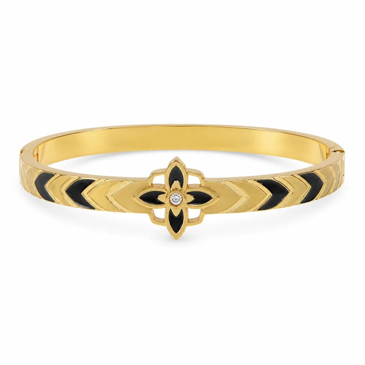 Noir Chevron Flower Bangle