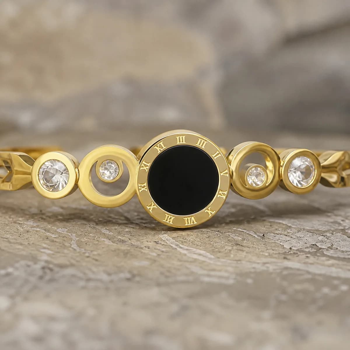 Noir Roman Disc Bangle