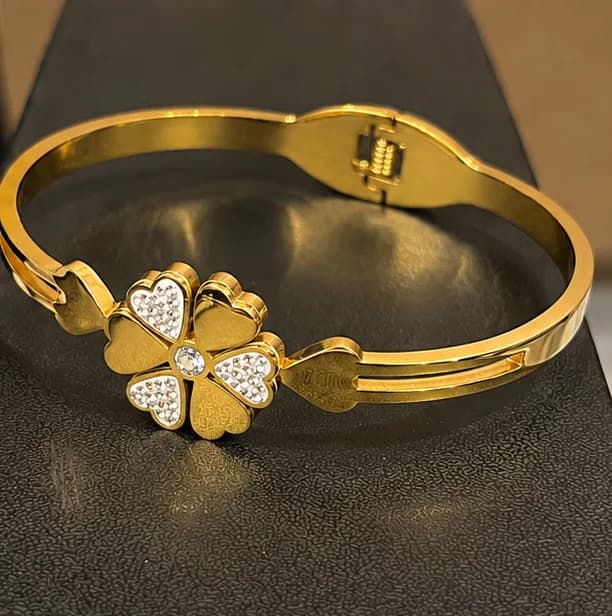 Celeste Crystal Flower Bangle