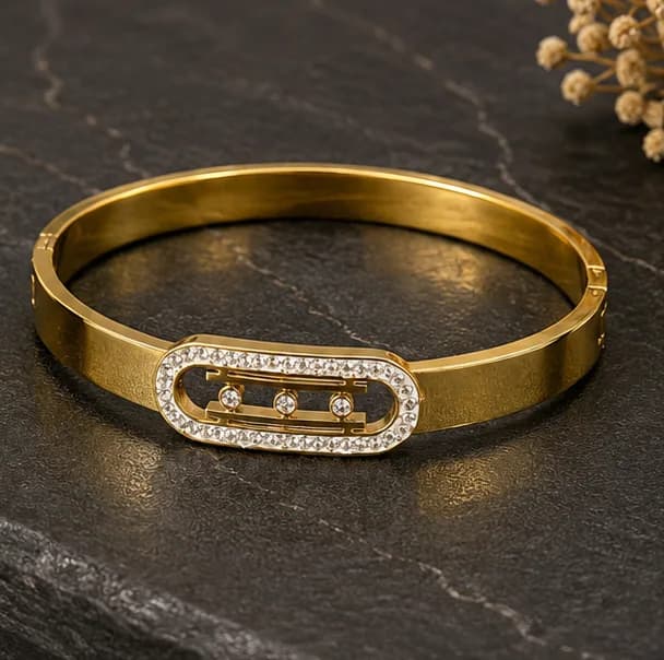 Halo Crystal Oval Bangle