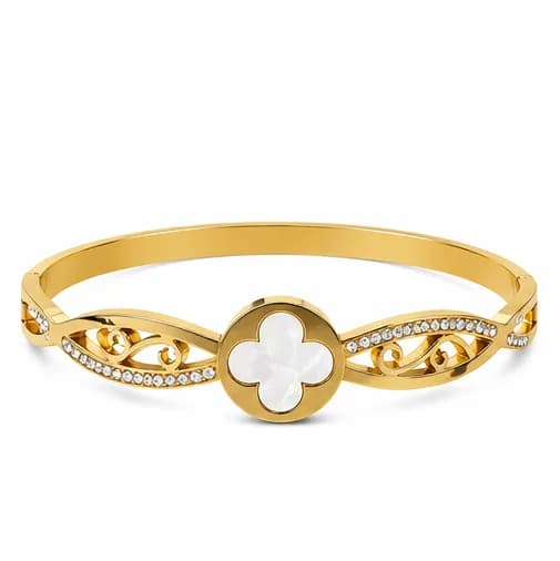 Ivory Clover Filigree Bangle