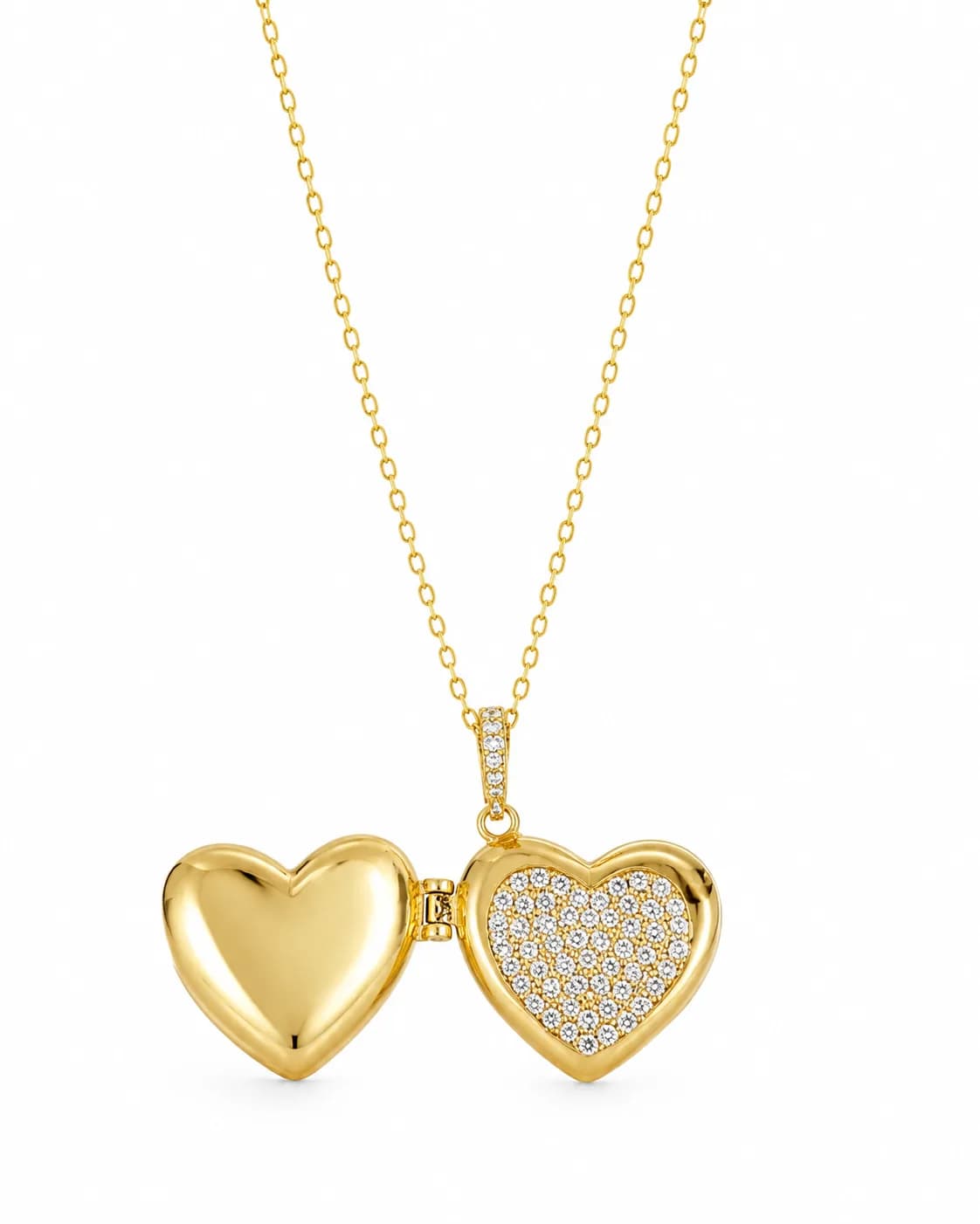 Celeste Pave Heart Locket Chain