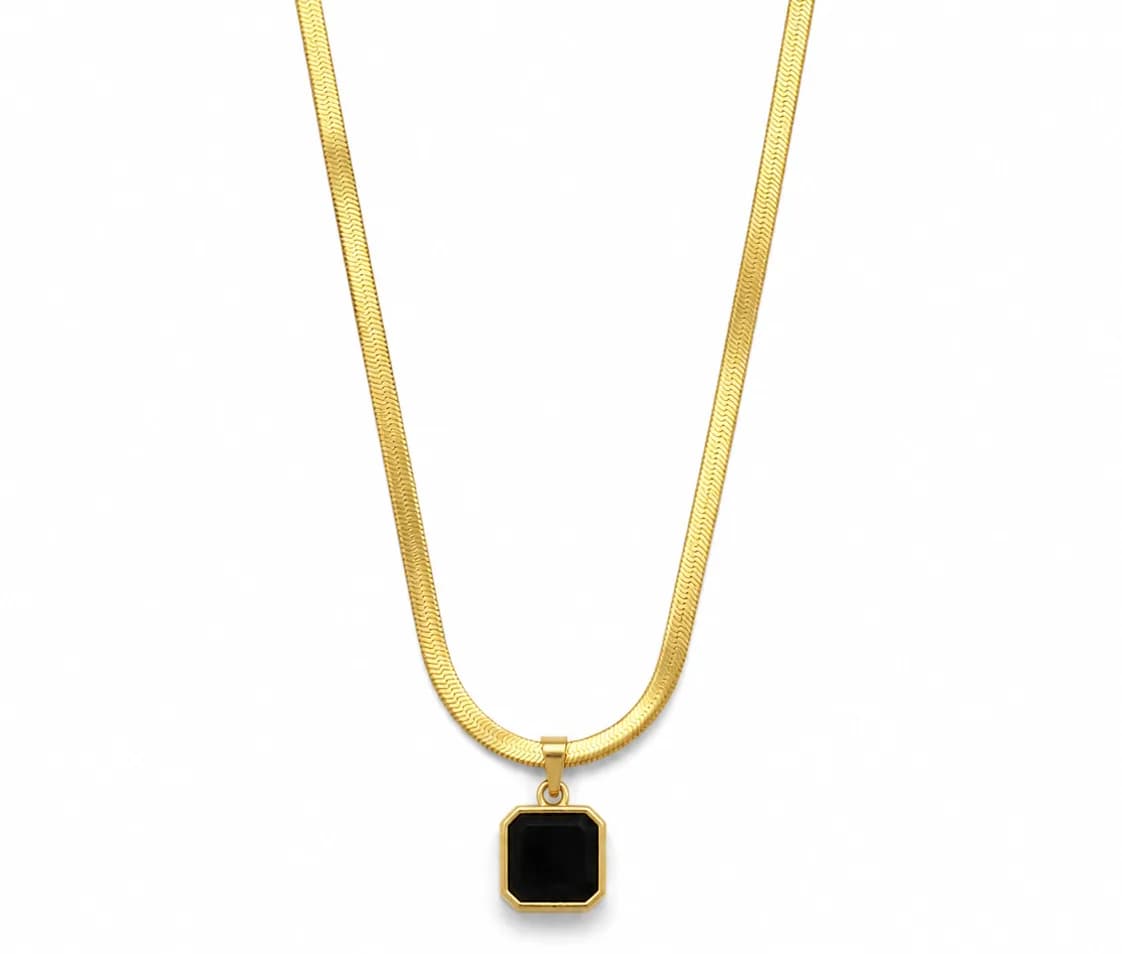 Noir Octagon Pendant Snake Chain