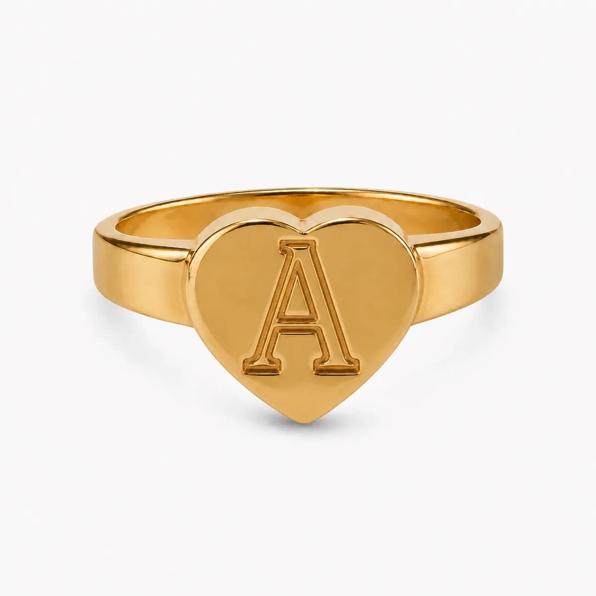 Amara Heart Initial Signet Ring