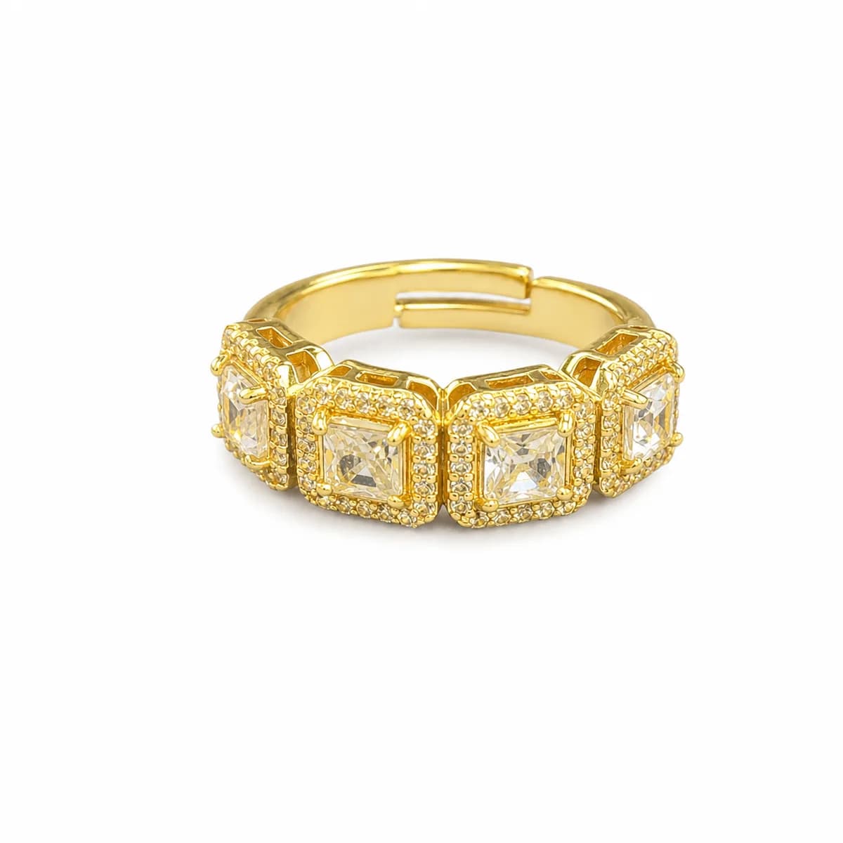 Camille Square Halo Link Ring