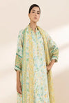 Zayr printed lawn 3-piece unstitched suit in off white and green
