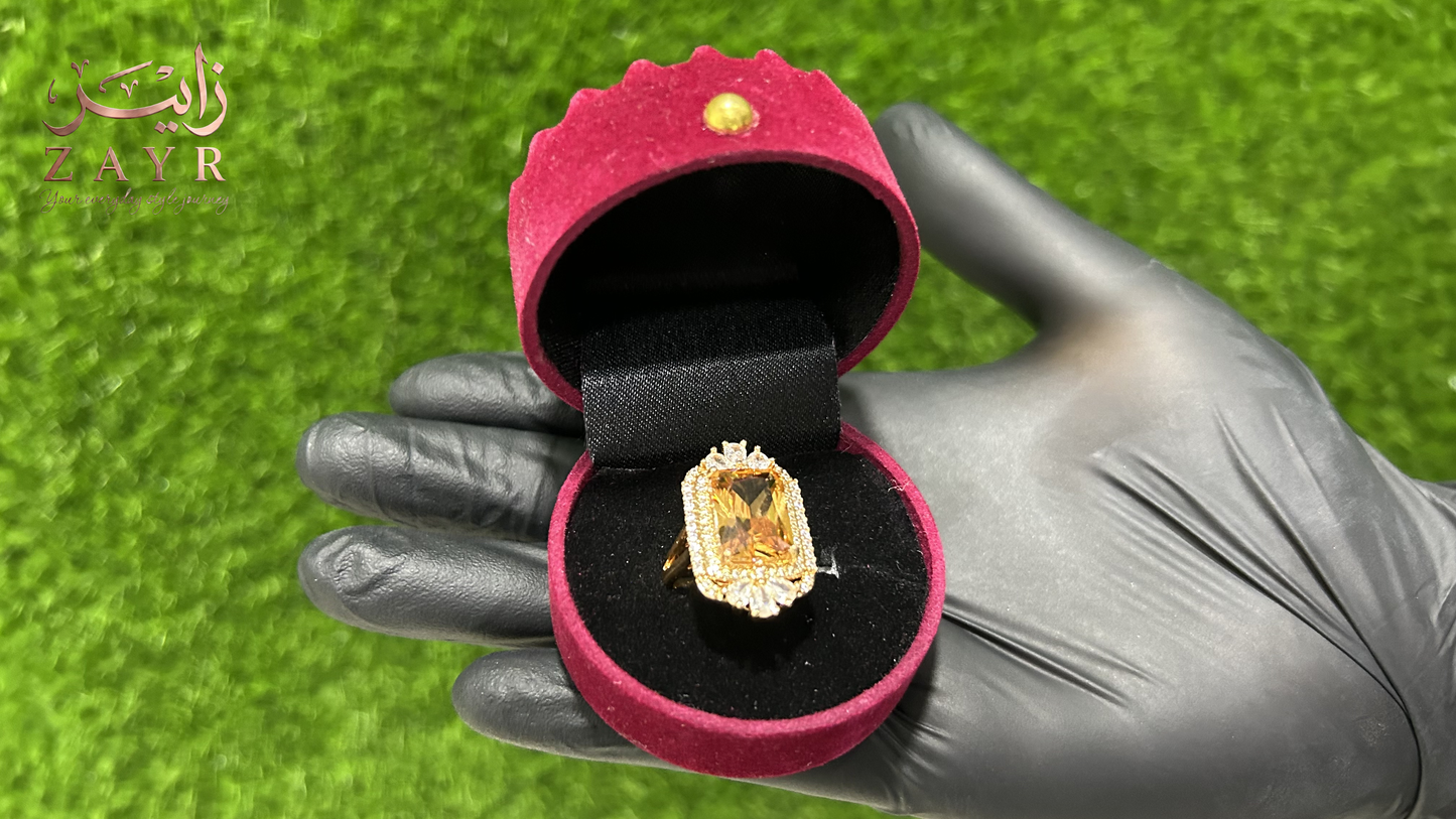 The ZAYR Gilded Amber Halo Ring