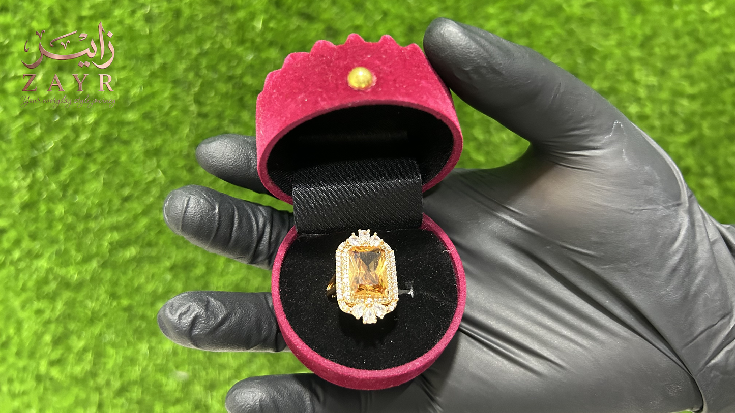 The ZAYR Gilded Amber Halo Ring