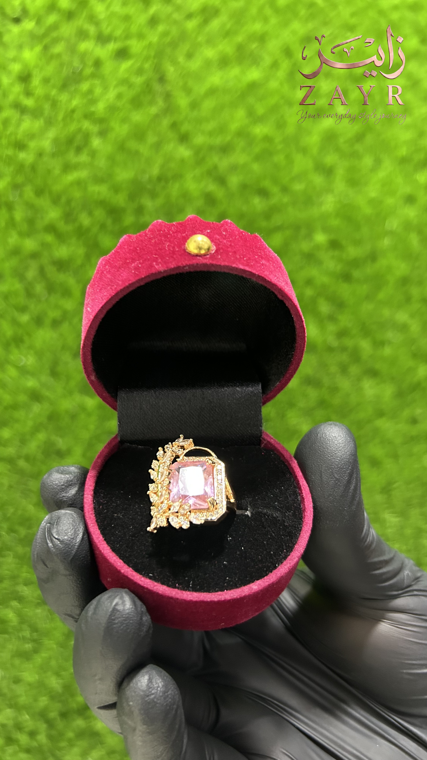 Majestic Floral-Wrapped Crystal Ring
