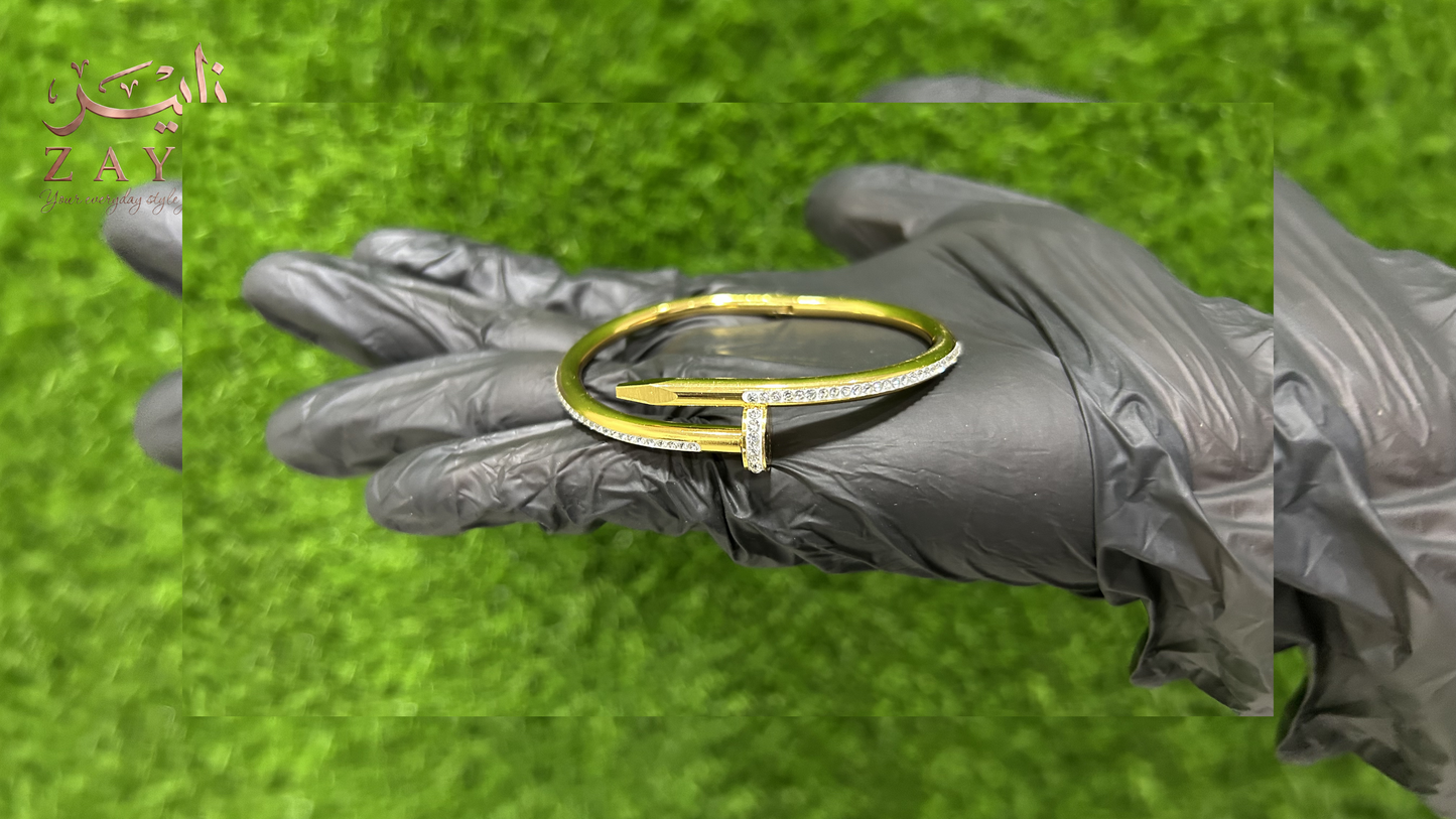 ZAYR Crystal-Encrusted Gold Nail Bangle