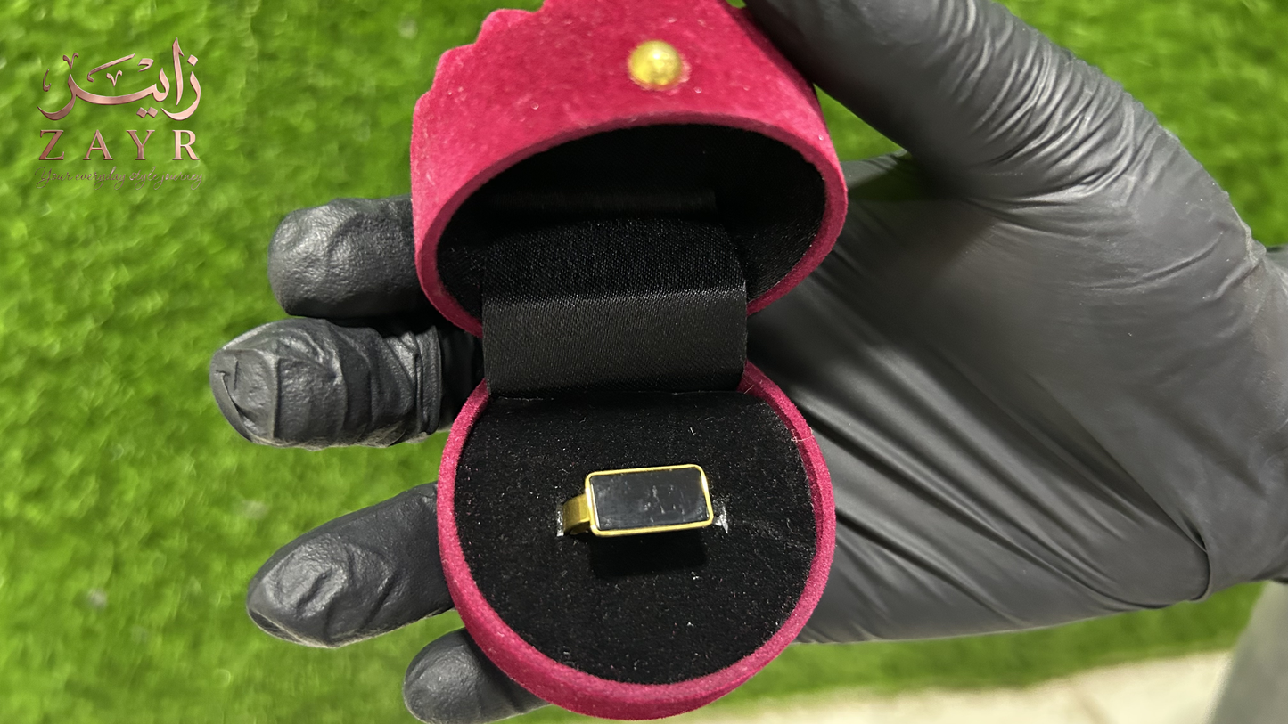 Modern Square-Top Gold Plated Signet Ring