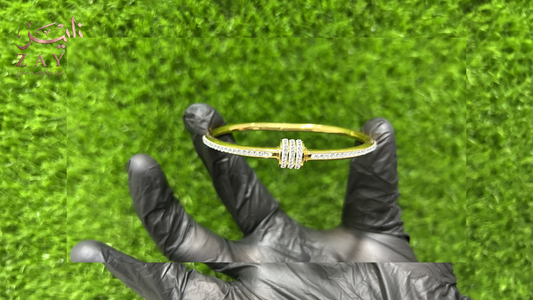 ZAYR Elegant Gold Charm Bangle - Crystal Pavé Edition