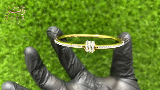 ZAYR Elegant Gold Charm Bangle - Crystal Pavé Edition