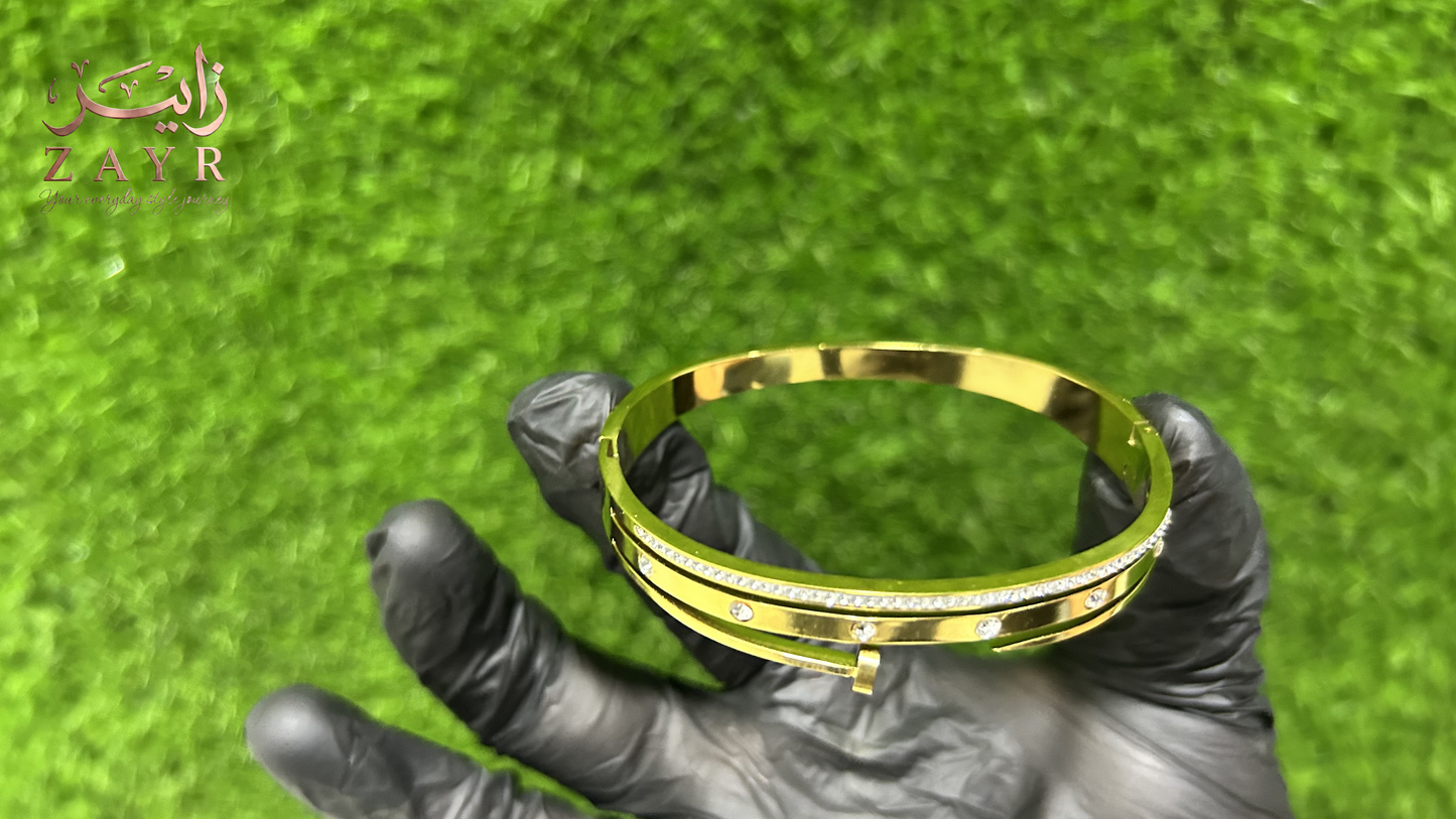 ZAYR Luxury Gold Nail Bangle - Crystal Encrusted Edition
