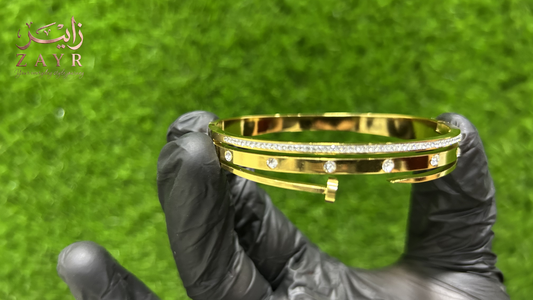 ZAYR Signature Triple-Layer Gold Plated Crystal Bangle
