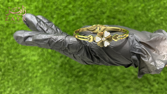 The ZAYR Blossom: Gold-Plated Crystal Floral Bangle