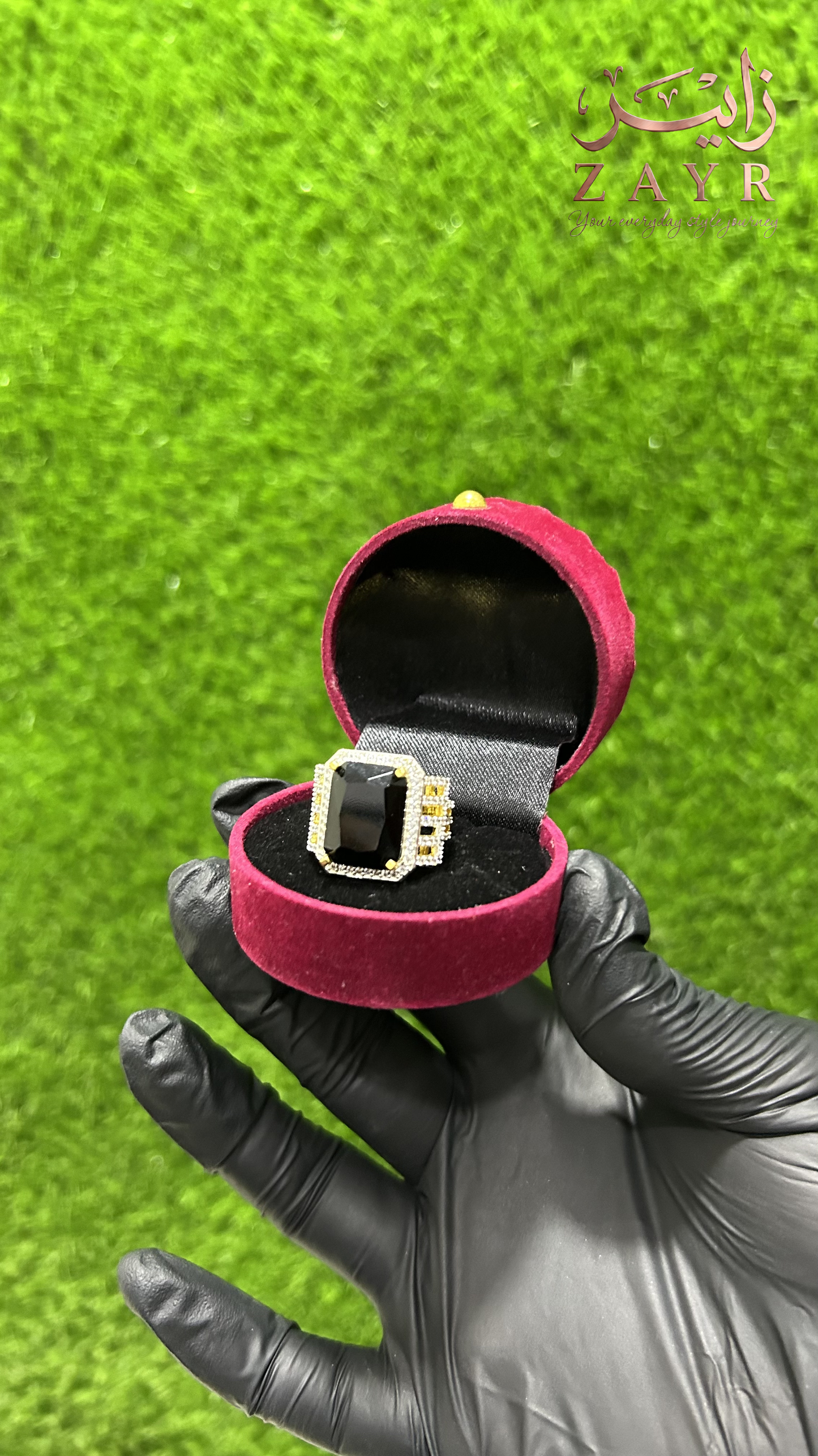 Zayr Royal Onyx Emerald-Cut Ring for Men & Women
