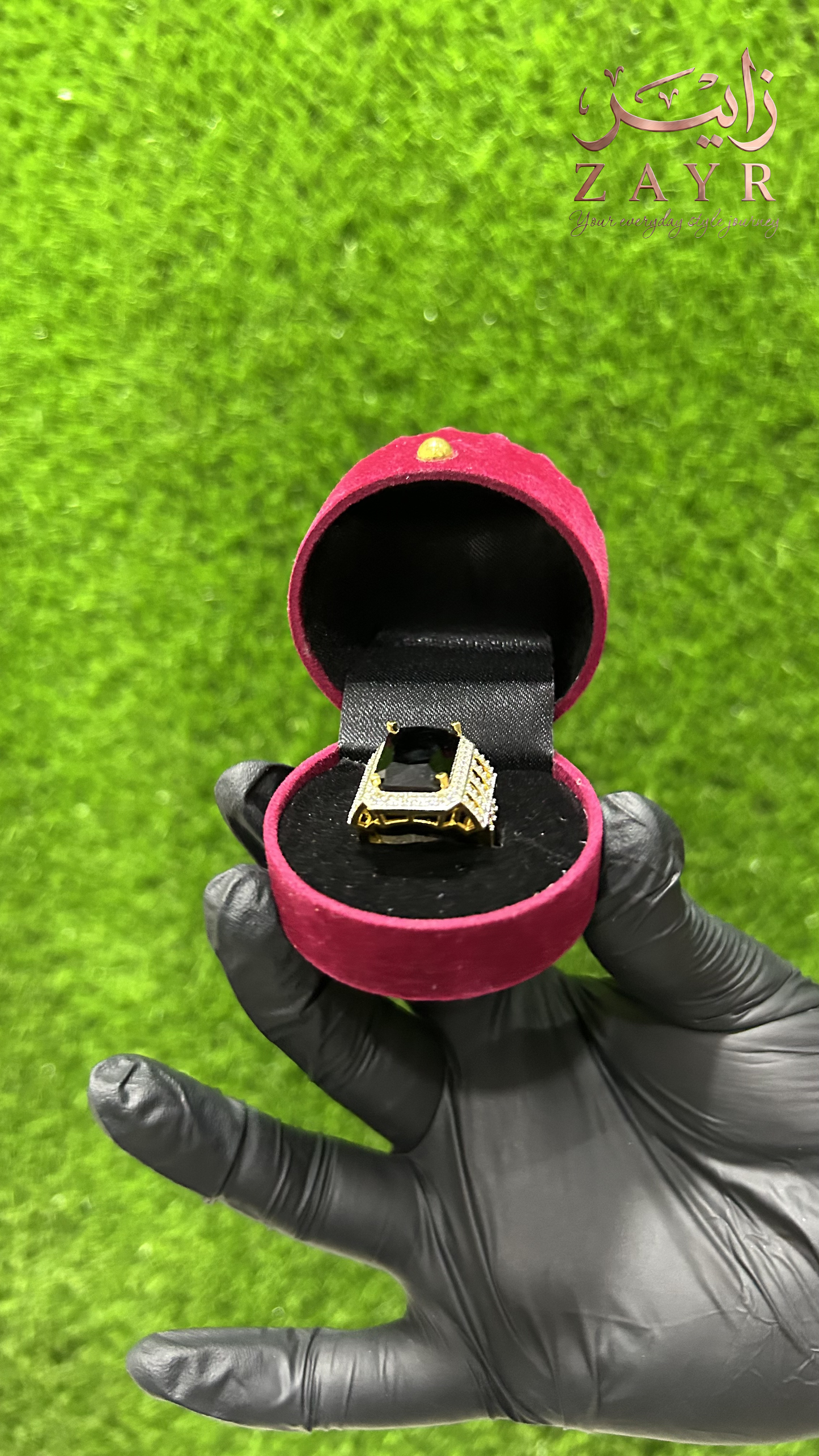 Zayr Royal Onyx Emerald-Cut Ring for Men & Women