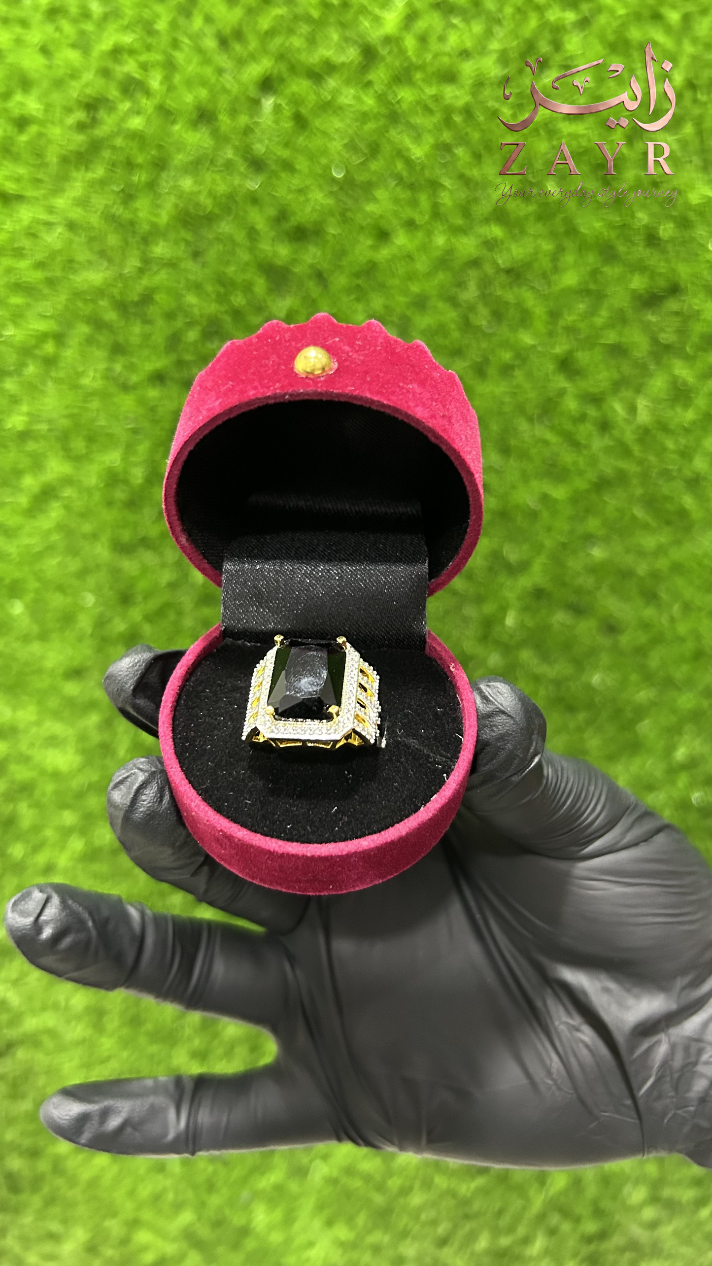 Zayr Royal Onyx Emerald-Cut Ring for Men & Women