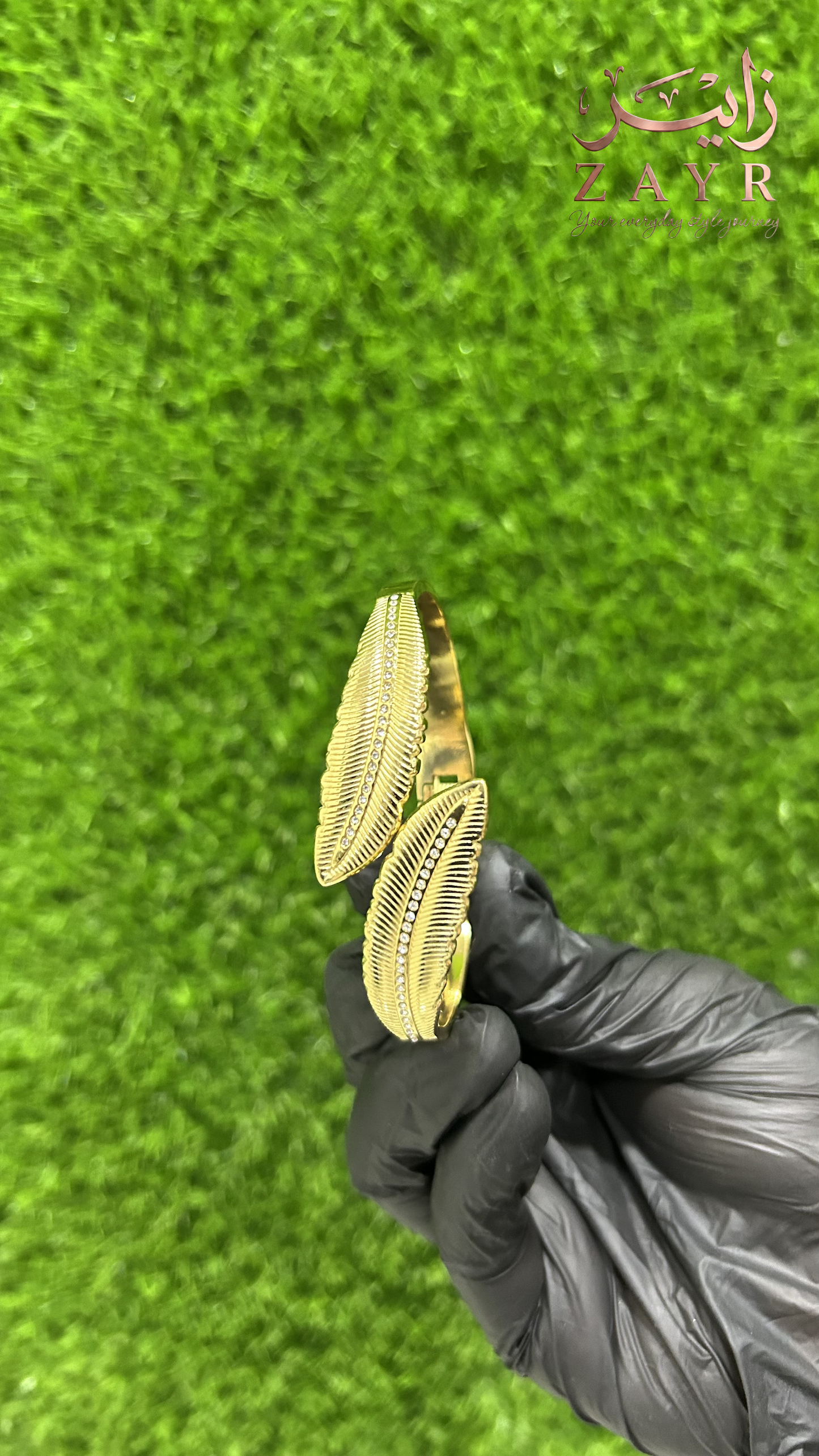 Zayr Gilded Leaf Bypass Gold Cuff