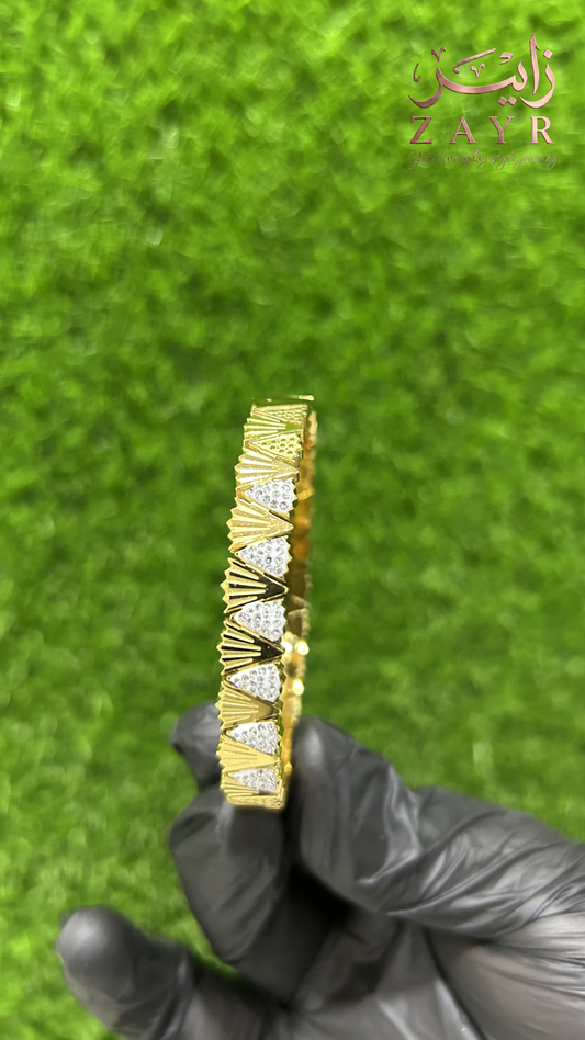 Zayr Deco-Fan Jewelled Gold Cuff