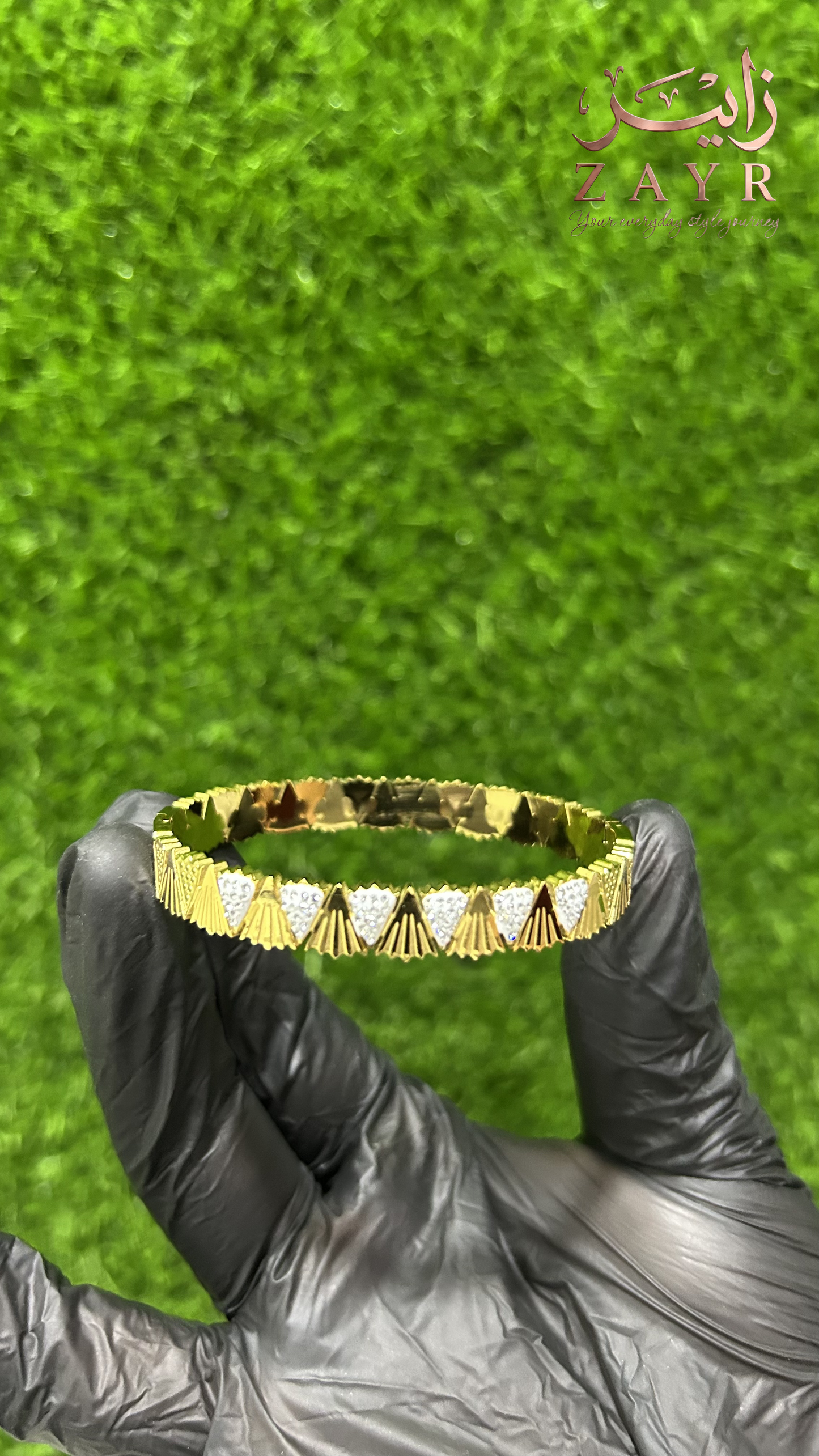 Zayr Deco-Fan Jewelled Gold Cuff