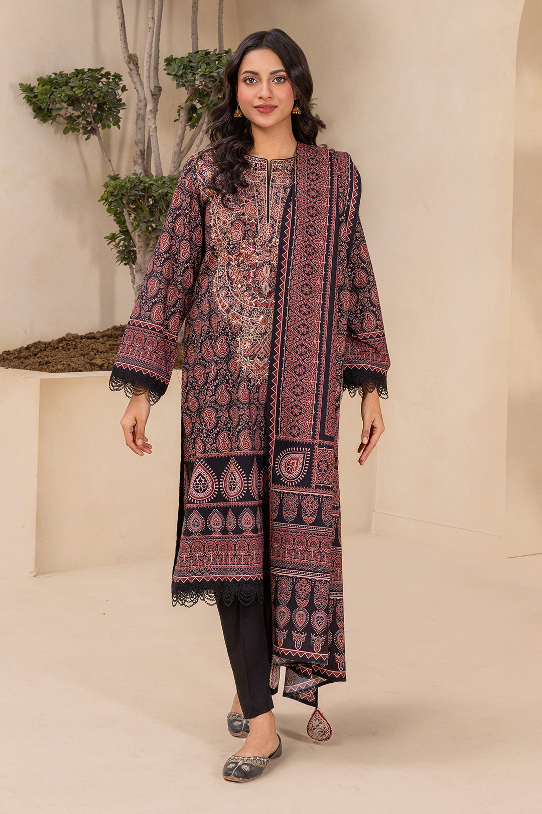 Embroidered Shirt, Shalwar & Dupatta 3-Piece Suit - 0639